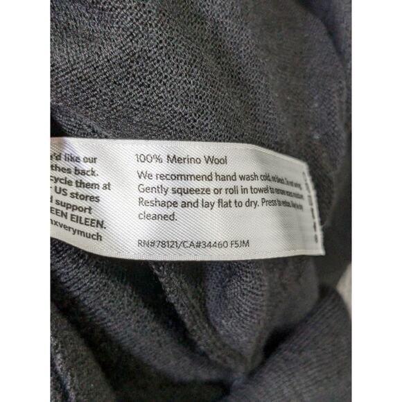 Eileen Fisher Open Front Cardigan Womens Medium Waterfall Collar Wool Black - Picture 5 of 12